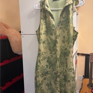 Motel Rocks Green Floral Sleeveless Dress